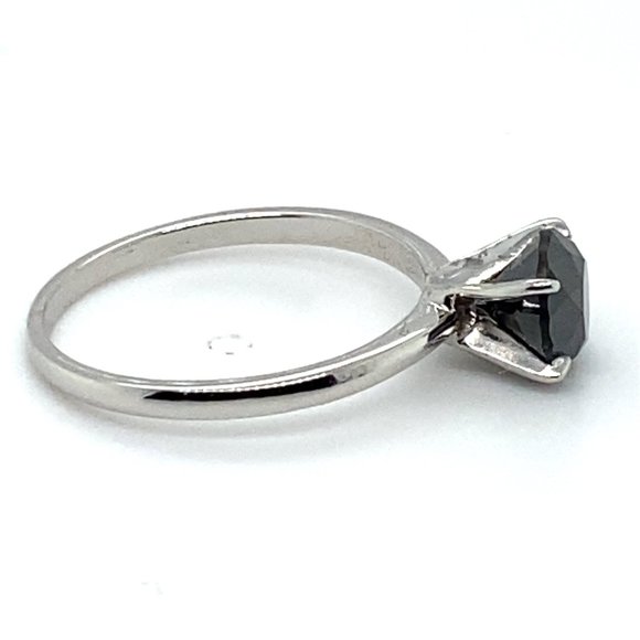 Black Diamond 1.33ct Solid 14K White Gold Ring - Picture 4 of 6
